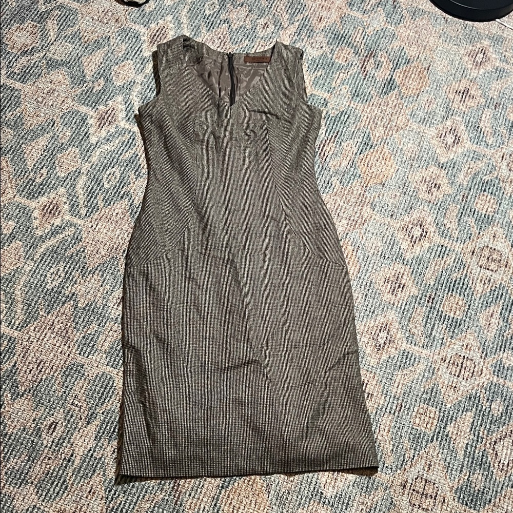 Etro Made in Italy Brown Houndstooth Wool/silk Blend Midi Dress